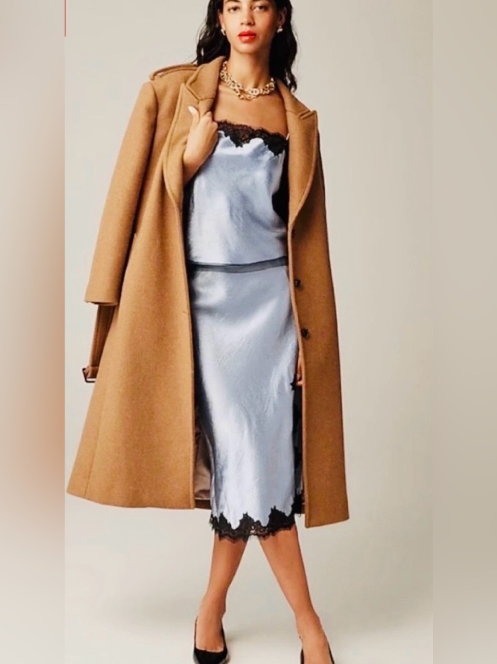 J Crew Light Blue Satin Slip skirt - Picture 1 of 2